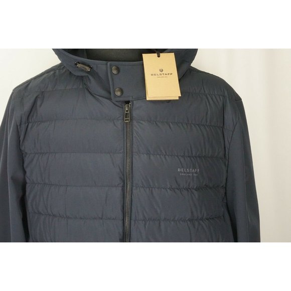 Belstaff Nevis Dark Navy Quilted Hooded Jacket Sz 48 Brand New W Tags - Picture 2 of 10
